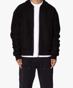Crochet Bomber Jacket - Black