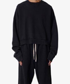 Cropped Crewneck - Washed Black