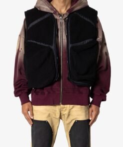 Cropped Tech Sherpa Vest - Black