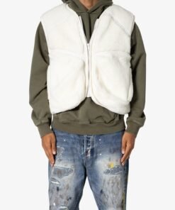 Cropped Tech Sherpa Vest - Cream