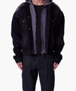 Denim Dissolved Trucker Jacket - Black/Grey