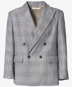 Double Breasted Suit Jacket - Black/Grey