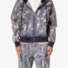 Double Denim Hooded Bomber Jacket - Blue