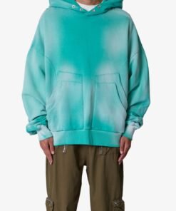 Double Pouch Sprayed Hoodie - Green